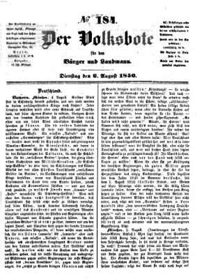 Der Volksbote für den Bürger und Landmann Dienstag 6. August 1850