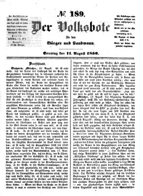 Der Volksbote für den Bürger und Landmann Sonntag 11. August 1850