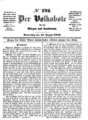 Der Volksbote für den Bürger und Landmann Donnerstag 15. August 1850