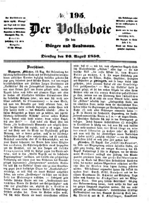 Der Volksbote für den Bürger und Landmann Dienstag 20. August 1850