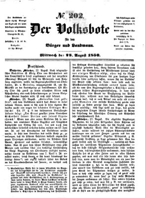 Der Volksbote für den Bürger und Landmann Mittwoch 28. August 1850