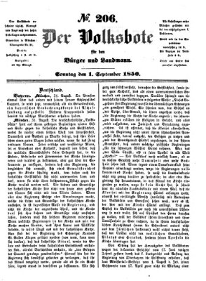 Der Volksbote für den Bürger und Landmann Sonntag 1. September 1850