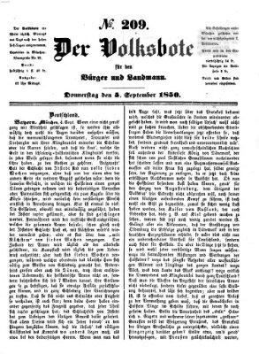 Der Volksbote für den Bürger und Landmann Donnerstag 5. September 1850