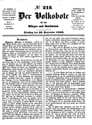 Der Volksbote für den Bürger und Landmann Dienstag 10. September 1850