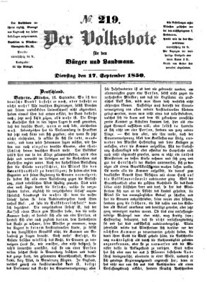 Der Volksbote für den Bürger und Landmann Dienstag 17. September 1850