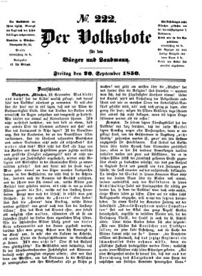 Der Volksbote für den Bürger und Landmann Freitag 20. September 1850