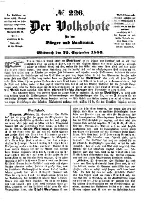 Der Volksbote für den Bürger und Landmann Mittwoch 25. September 1850