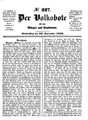 Der Volksbote für den Bürger und Landmann Donnerstag 26. September 1850