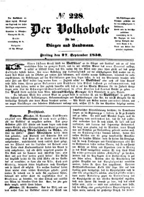 Der Volksbote für den Bürger und Landmann Freitag 27. September 1850