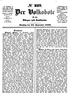 Der Volksbote für den Bürger und Landmann Samstag 28. September 1850