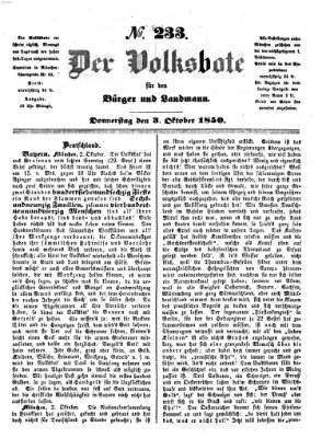 Der Volksbote für den Bürger und Landmann Donnerstag 3. Oktober 1850