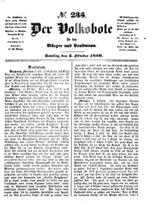 Der Volksbote für den Bürger und Landmann Samstag 5. Oktober 1850