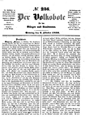 Der Volksbote für den Bürger und Landmann Sonntag 6. Oktober 1850