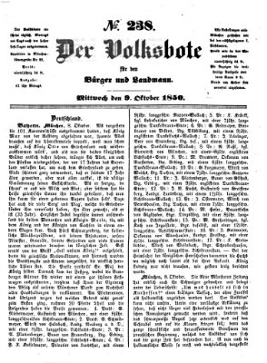 Der Volksbote für den Bürger und Landmann Mittwoch 9. Oktober 1850