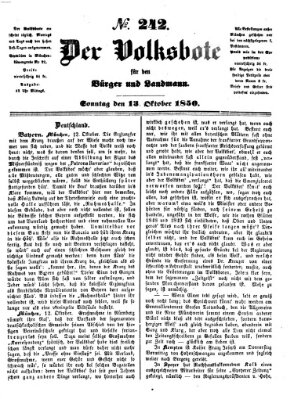 Der Volksbote für den Bürger und Landmann Sonntag 13. Oktober 1850