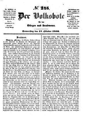 Der Volksbote für den Bürger und Landmann Donnerstag 17. Oktober 1850