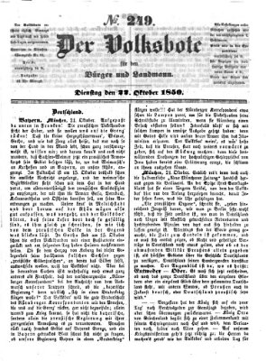 Der Volksbote für den Bürger und Landmann Dienstag 22. Oktober 1850