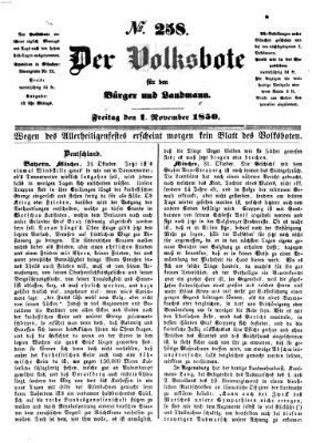 Der Volksbote für den Bürger und Landmann Freitag 1. November 1850