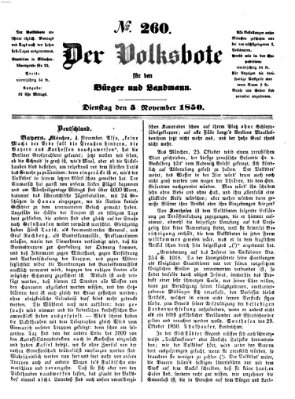 Der Volksbote für den Bürger und Landmann Dienstag 5. November 1850