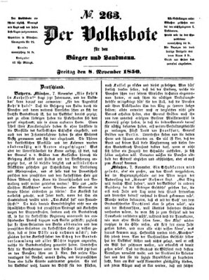 Der Volksbote für den Bürger und Landmann Freitag 8. November 1850