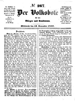 Der Volksbote für den Bürger und Landmann Mittwoch 13. November 1850