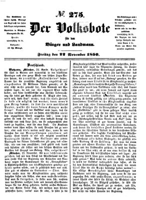 Der Volksbote für den Bürger und Landmann Freitag 22. November 1850