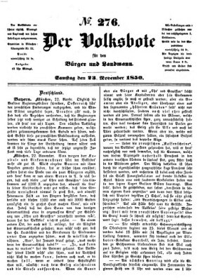 Der Volksbote für den Bürger und Landmann Samstag 23. November 1850