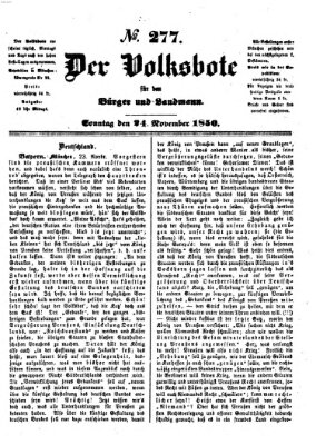 Der Volksbote für den Bürger und Landmann Sonntag 24. November 1850