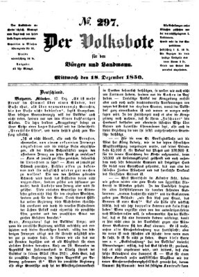 Der Volksbote für den Bürger und Landmann Mittwoch 18. Dezember 1850