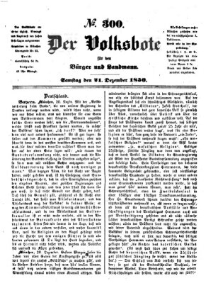 Der Volksbote für den Bürger und Landmann Samstag 21. Dezember 1850