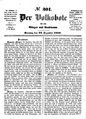 Der Volksbote für den Bürger und Landmann Sonntag 22. Dezember 1850