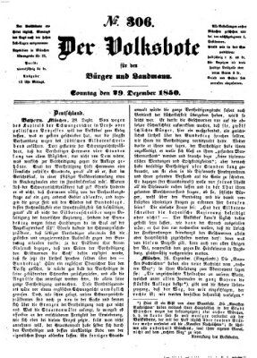 Der Volksbote für den Bürger und Landmann Sonntag 29. Dezember 1850