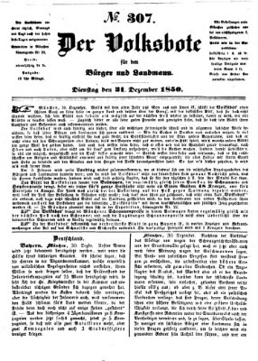 Der Volksbote für den Bürger und Landmann Dienstag 31. Dezember 1850