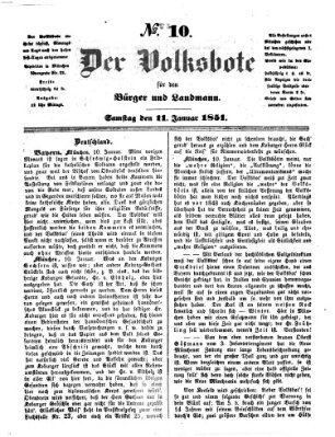 Der Volksbote für den Bürger und Landmann Samstag 11. Januar 1851