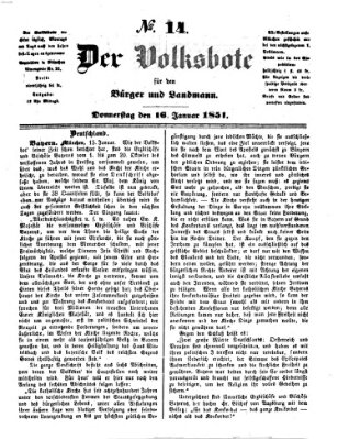 Der Volksbote für den Bürger und Landmann Donnerstag 16. Januar 1851