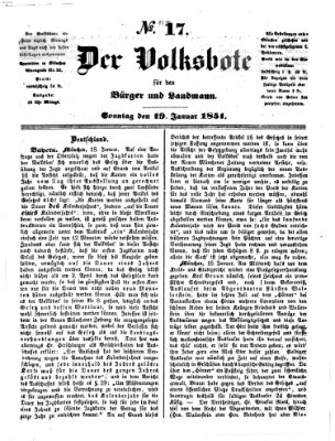 Der Volksbote für den Bürger und Landmann Sonntag 19. Januar 1851