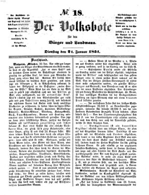 Der Volksbote für den Bürger und Landmann Dienstag 21. Januar 1851