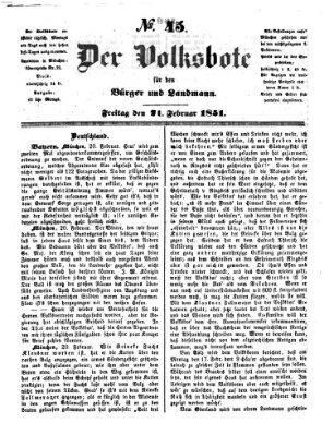 Der Volksbote für den Bürger und Landmann Freitag 21. Februar 1851