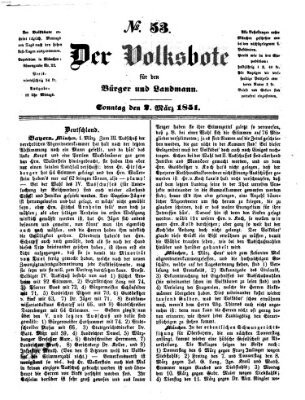 Der Volksbote für den Bürger und Landmann Sonntag 2. März 1851