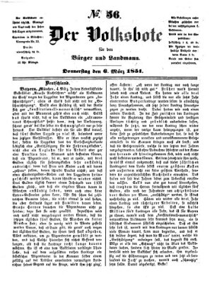 Der Volksbote für den Bürger und Landmann Donnerstag 6. März 1851