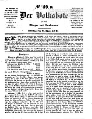 Der Volksbote für den Bürger und Landmann Samstag 8. März 1851