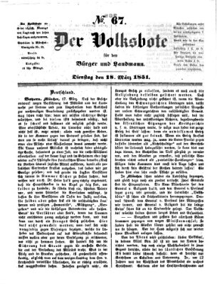 Der Volksbote für den Bürger und Landmann Dienstag 18. März 1851