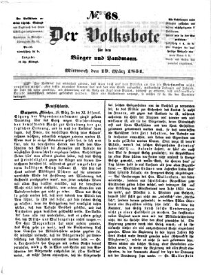 Der Volksbote für den Bürger und Landmann Mittwoch 19. März 1851