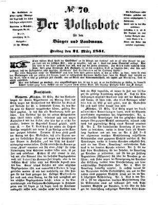 Der Volksbote für den Bürger und Landmann Freitag 21. März 1851