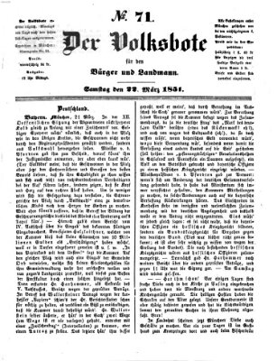 Der Volksbote für den Bürger und Landmann Samstag 22. März 1851