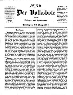 Der Volksbote für den Bürger und Landmann Sonntag 23. März 1851