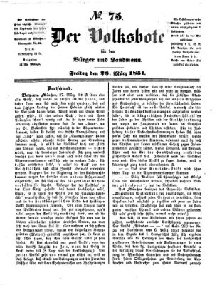 Der Volksbote für den Bürger und Landmann Freitag 28. März 1851