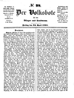 Der Volksbote für den Bürger und Landmann Freitag 25. April 1851