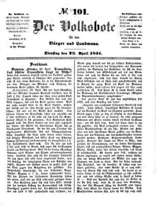 Der Volksbote für den Bürger und Landmann Dienstag 29. April 1851