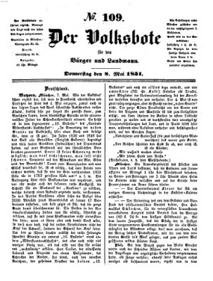 Der Volksbote für den Bürger und Landmann Donnerstag 8. Mai 1851